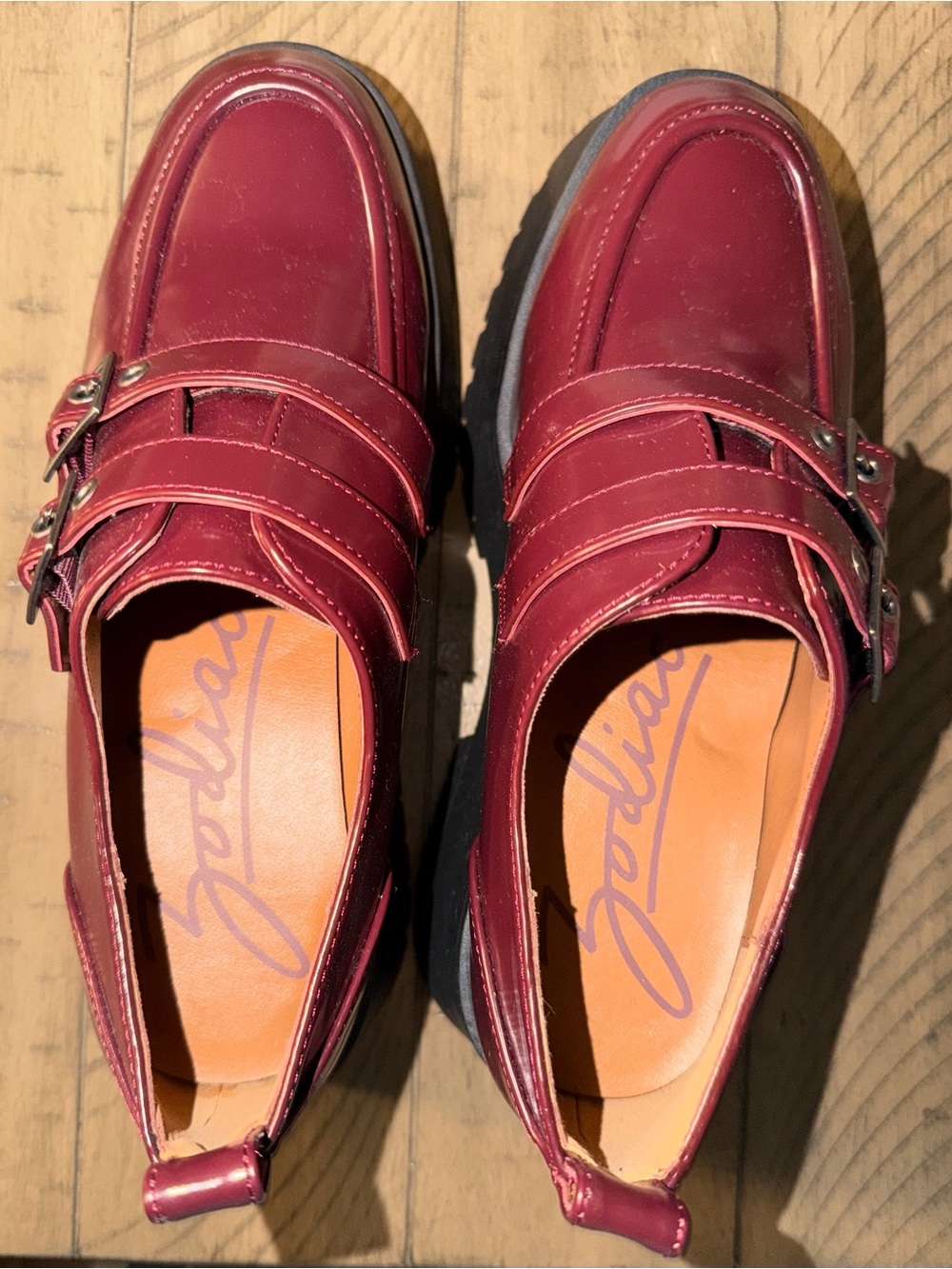 Zodiac Women's Burgundy Platform Double-Strap Loafers